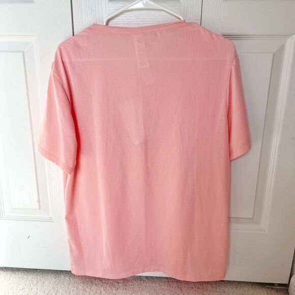 Fabletics NWT Cashel Dobby Check Mesh Drawcord S/S Lightweight Workout Shirt - Picture 2 of 12